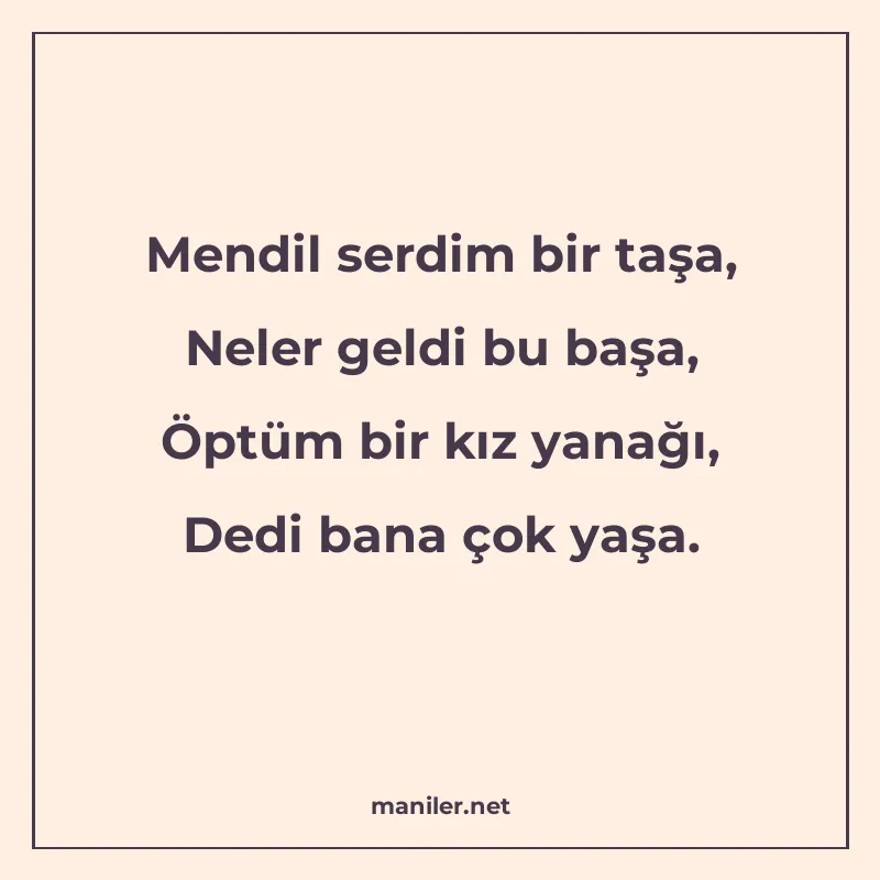 Mendil serdim bir taşa, Neler geldi bu başa, Öptüm bir kız y manisi görseli