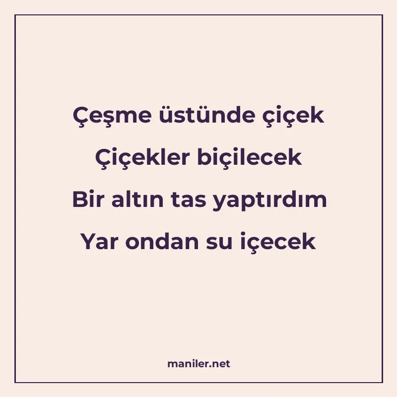 Çeşme üstünde çiçek Çiçekler biçilecek Bir altın tas yaptırd manisi görseli