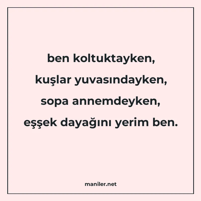 ben koltuktayken, kuşlar yuvasındayken, sopa annemdeyken, eş manisi görseli