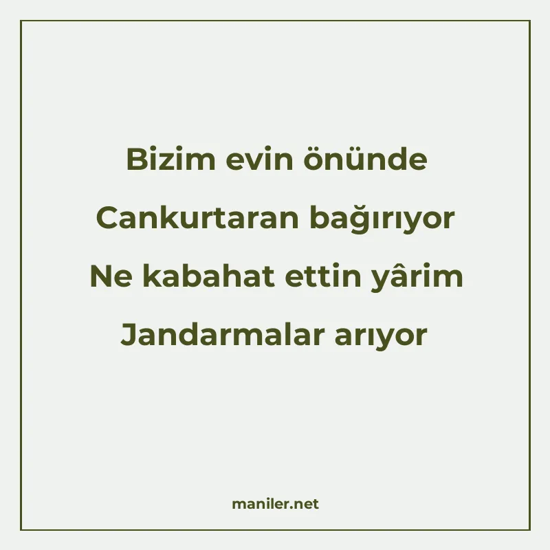 Bizim evin önünde Cankurtaran bağırıyor Ne kabahat ettin yâr manisi görseli