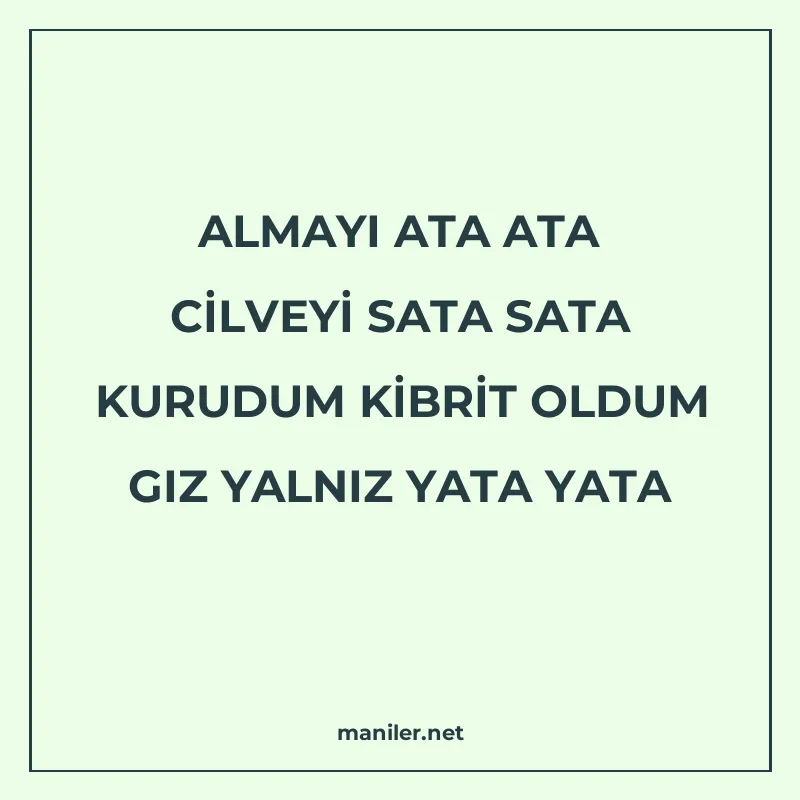 ALMAYI ATA ATA CİLVEYİ SATA SATA KURUDUM KİBRİT OLDUM GIZ YA manisi görseli