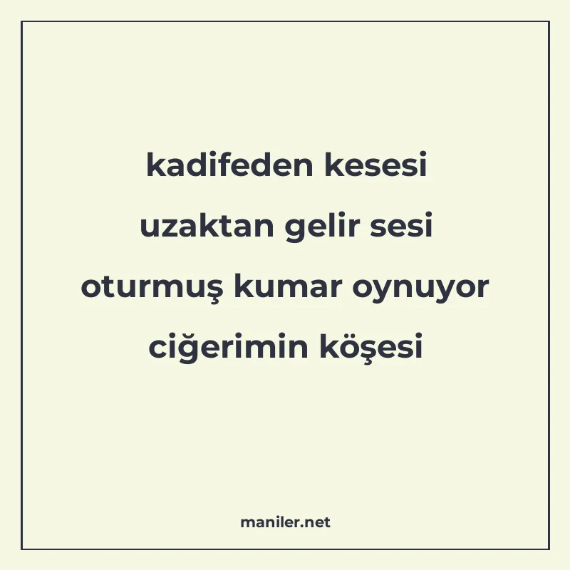 kadifeden kesesi uzaktan gelir sesi oturmuş kumar oynuyor ci manisi görseli