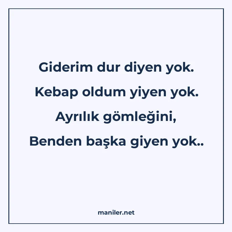 Giderim dur diyen yok. Kebap oldum yiyen yok. Ayrılık gömleğ manisi görseli