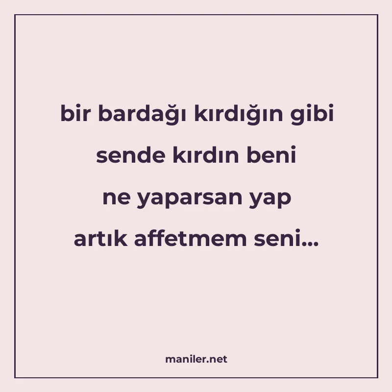 bir bardağı kırdığın gibi sende kırdın beni ne yaparsan yap manisi görseli