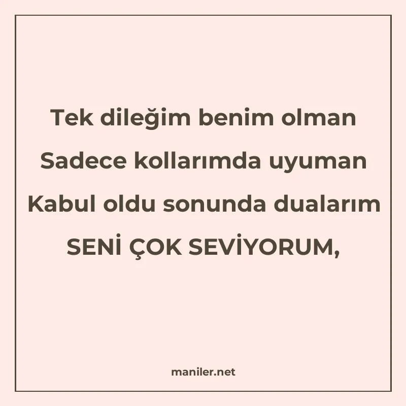 Tek dileğim benim olman Sadece kollarımda uyuman Kabul oldu manisi görseli
