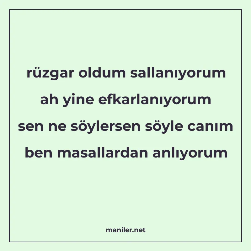 rüzgar oldum sallanıyorum ah yine efkarlanıyorum sen ne söyl manisi görseli