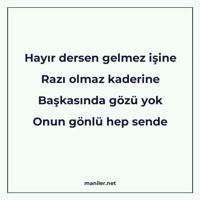 Hayır dersen gelmez işine Razı olmaz kaderine Başkasında göz manisi görseli