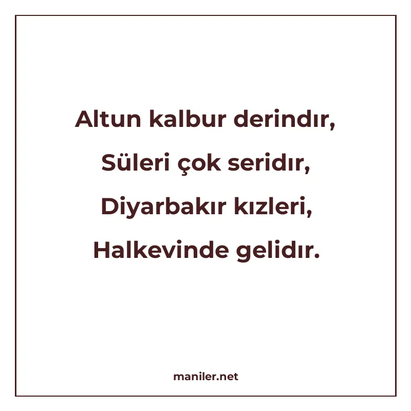 Altun kalbur derindır, Süleri çok seridır, Diyarbakır kızler manisi görseli