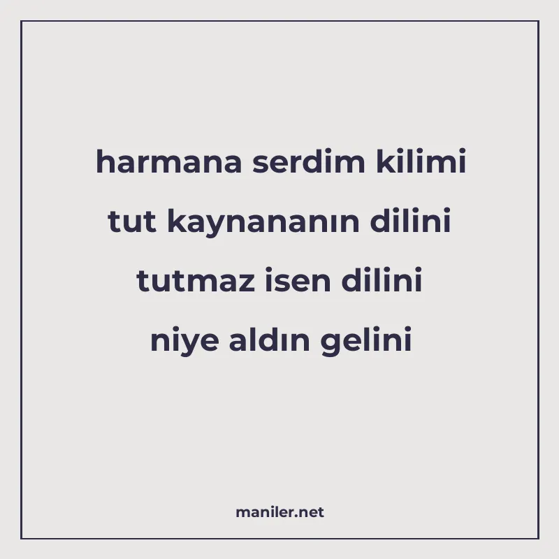 harmana serdim kilimi tut kaynananın dilini tutmaz isen dili manisi görseli
