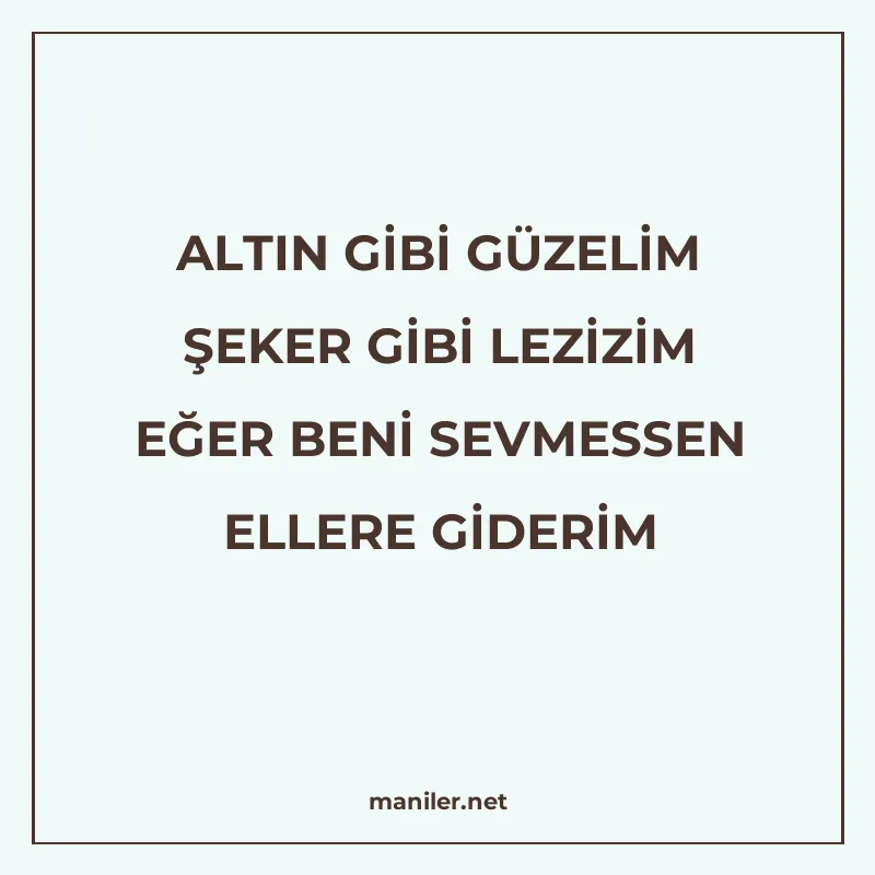 ALTIN GİBİ GÜZELİM ŞEKER GİBİ LEZİZİM EĞER BENİ SEVMESSEN EL manisi görseli