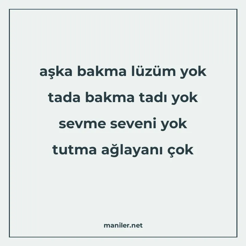 aşka bakma lüzüm yok tada bakma tadı yok sevme seveni yok tu manisi görseli