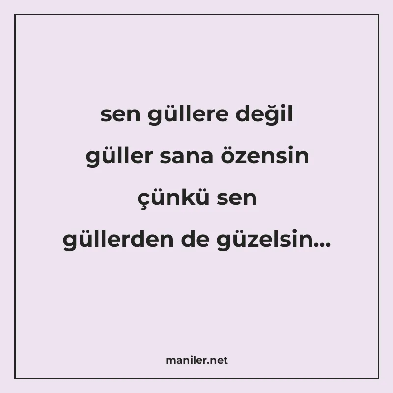 sen güllere değil güller sana özensin çünkü sen güllerden de manisi görseli