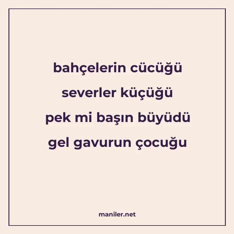 bahçelerin cücüğü severler küçüğü pek mi başın büyüdü gel ga manisi görseli