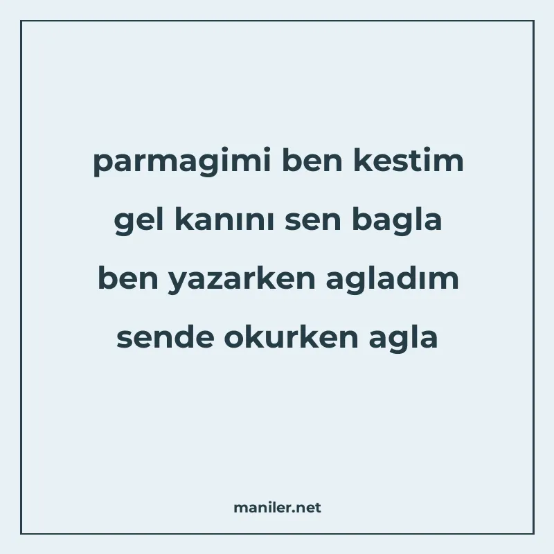 parmagimi ben kestim gel kanını sen bagla ben yazarken aglad manisi görseli