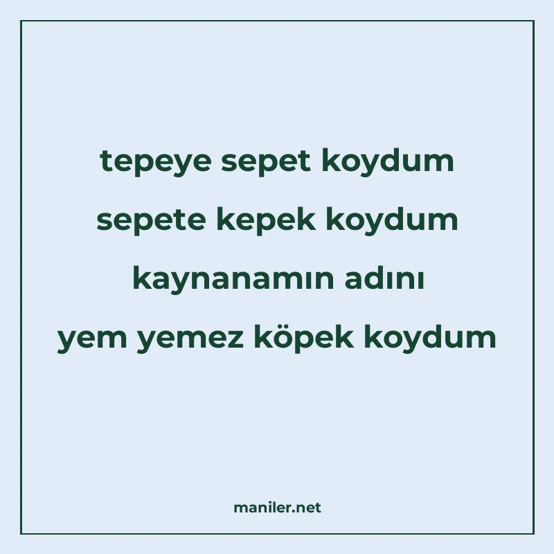 tepeye sepet koydum sepete kepek koydum kaynanamın adını yem manisi görseli