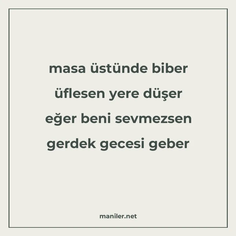masa üstünde biber üflesen yere düşer eğer beni sevmezsen ge manisi görseli