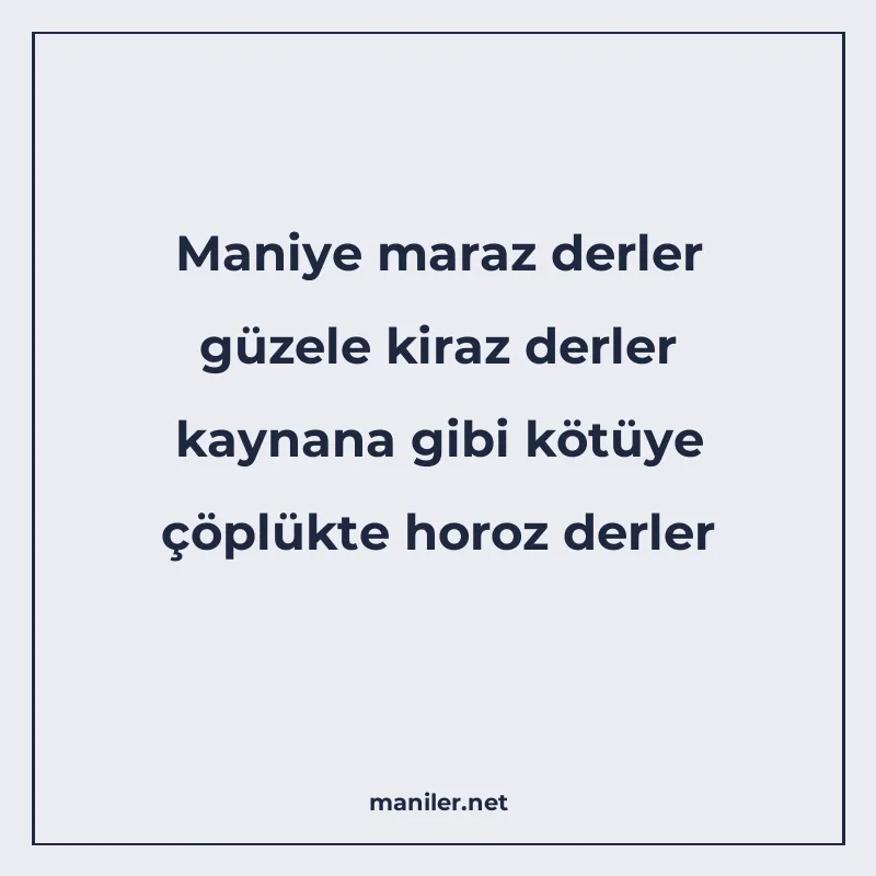 Maniye maraz derler güzele kiraz derler kaynana gibi kötüye manisi görseli