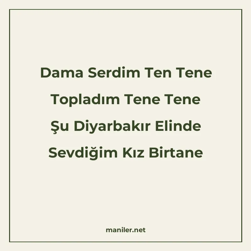 Dama Serdim Ten Tene Topladım Tene Tene Şu Diyarbakır Elinde manisi görseli