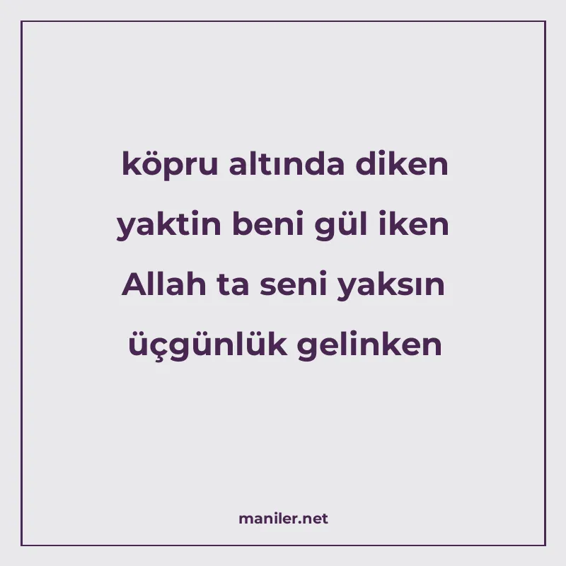 köpru altında diken yaktin beni gül iken Allah ta seni yaksı manisi görseli