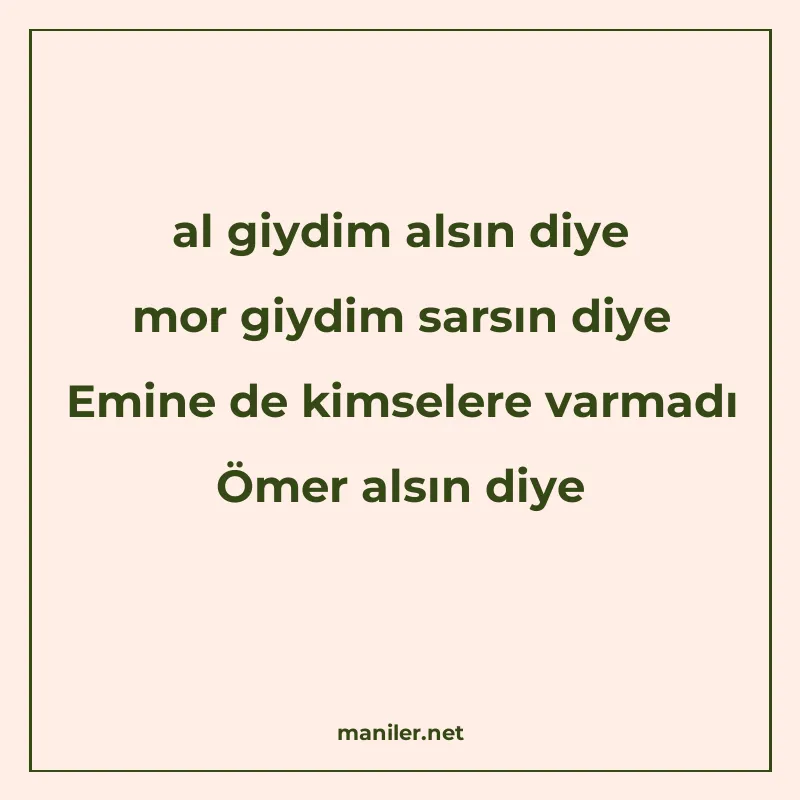 al giydim alsın diye mor giydim sarsın diye Emine de kimsele manisi görseli