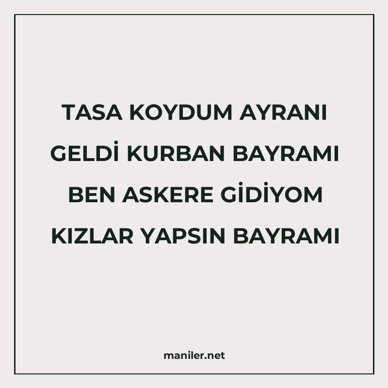 TASA KOYDUM AYRANI GELDİ KURBAN BAYRAMI BEN ASKERE GİDİYOM K manisi görseli