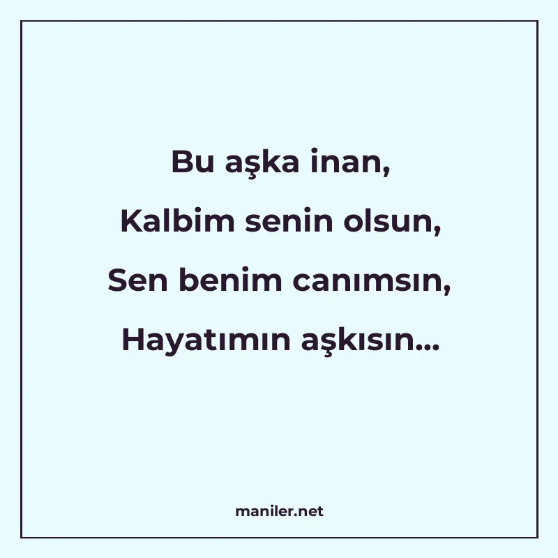 Bu aşka inan, Kalbim senin olsun, Sen benim canımsın, Hayatı manisi görseli