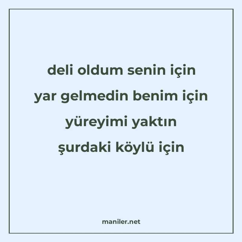 deli oldum senin için yar gelmedin benim için yüreyimi yaktı manisi görseli