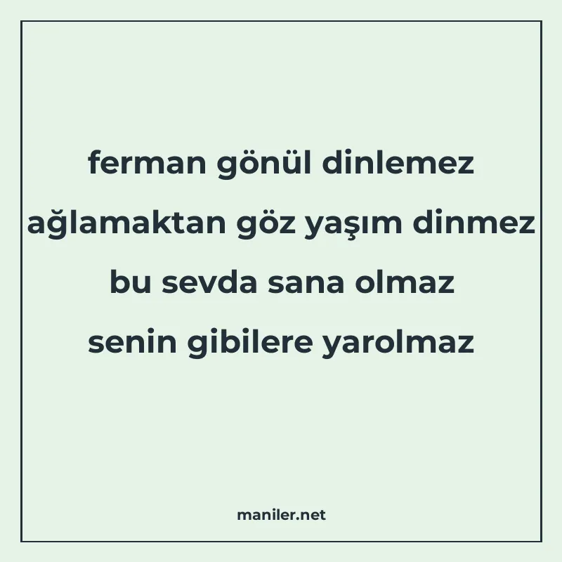 ferman gönül dinlemez ağlamaktan göz yaşım dinmez bu sevda s manisi görseli