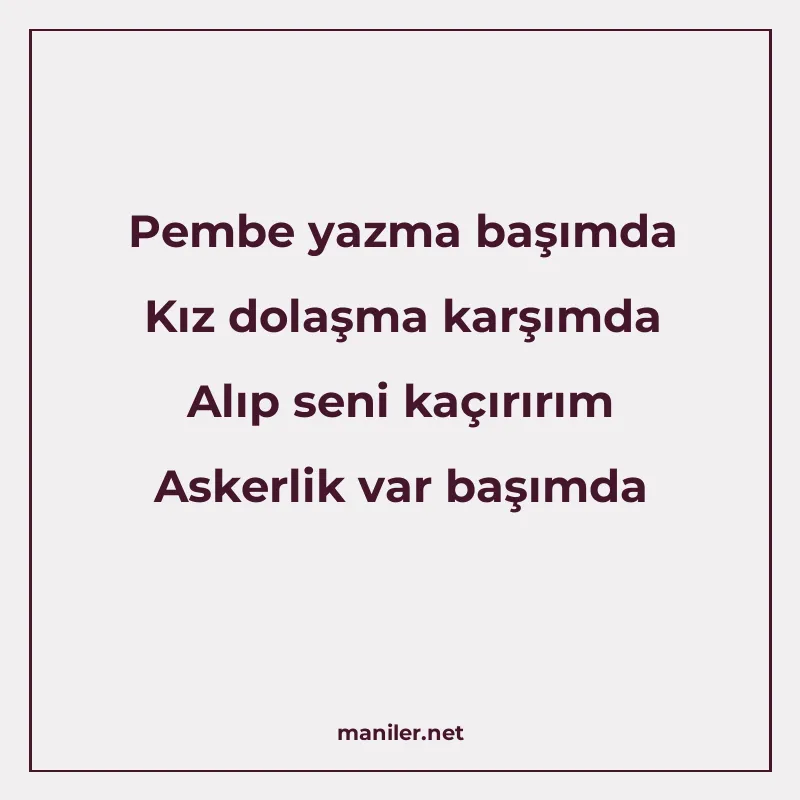 Pembe yazma başımda Kız dolaşma karşımda Alıp seni kaçırırım manisi görseli
