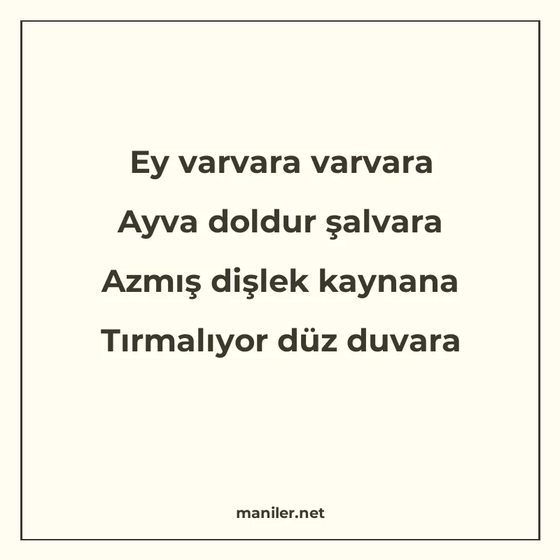 Ey varvara varvara Ayva doldur şalvara Azmış dişlek kaynana manisi görseli