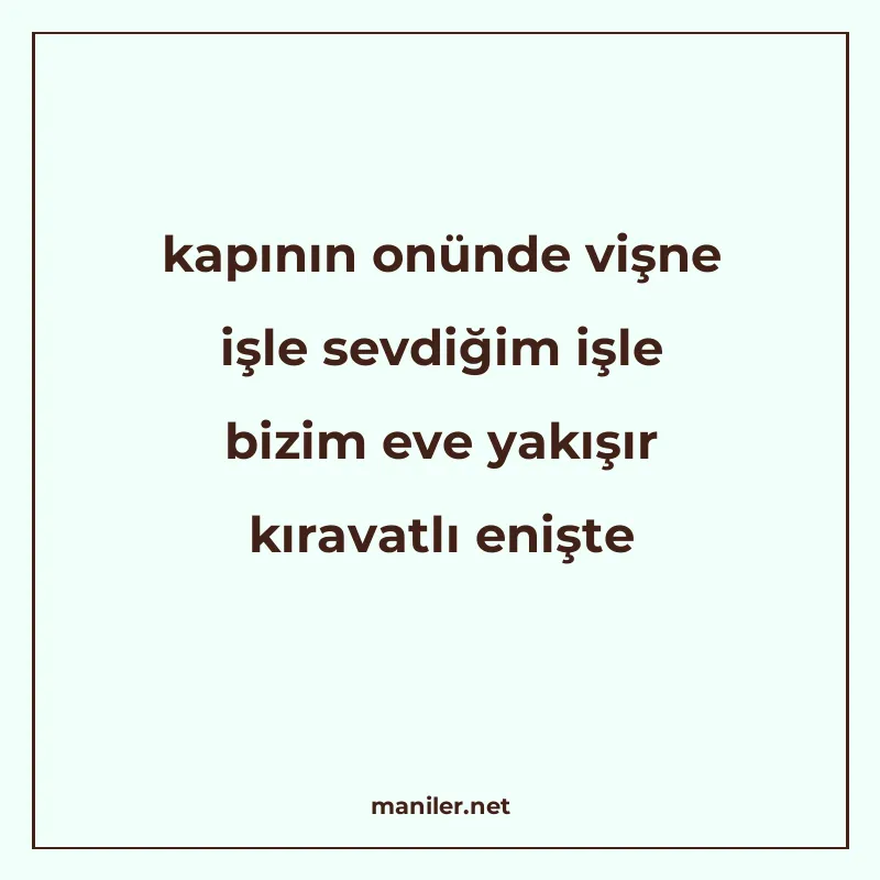 kapının onünde vişne işle sevdiğim işle bizim eve yakışır kı manisi görseli