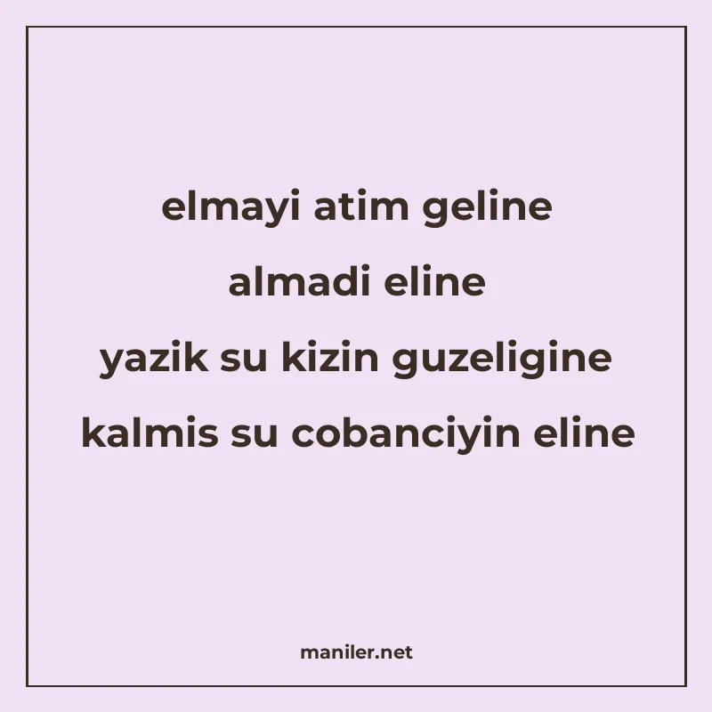 elmayi atim geline almadi eline yazik su kizin guzeligine ka manisi görseli