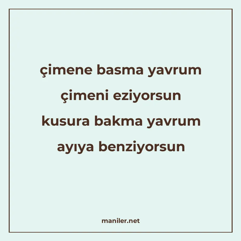 çimene basma yavrum çimeni eziyorsun kusura bakma yavrum ayı manisi görseli