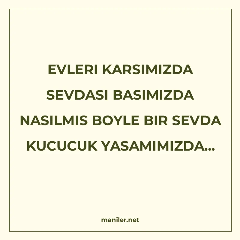 EVLERI KARSIMIZDA SEVDASI BASIMIZDA NASILMIS BOYLE BIR SEVDA manisi görseli