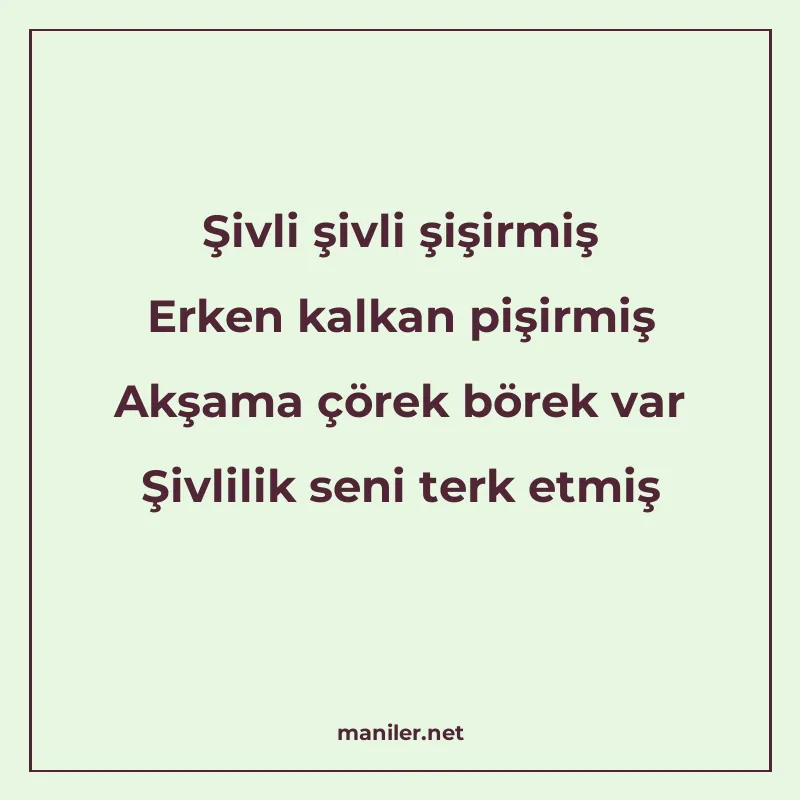 Şivli şivli şişirmiş Erken kalkan pişirmiş Akşama çörek böre manisi görseli