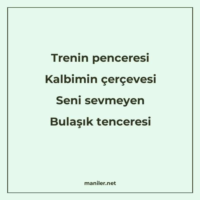 Trenin penceresi Kalbimin çerçevesi Seni sevmeyen Bulaşık te manisi görseli