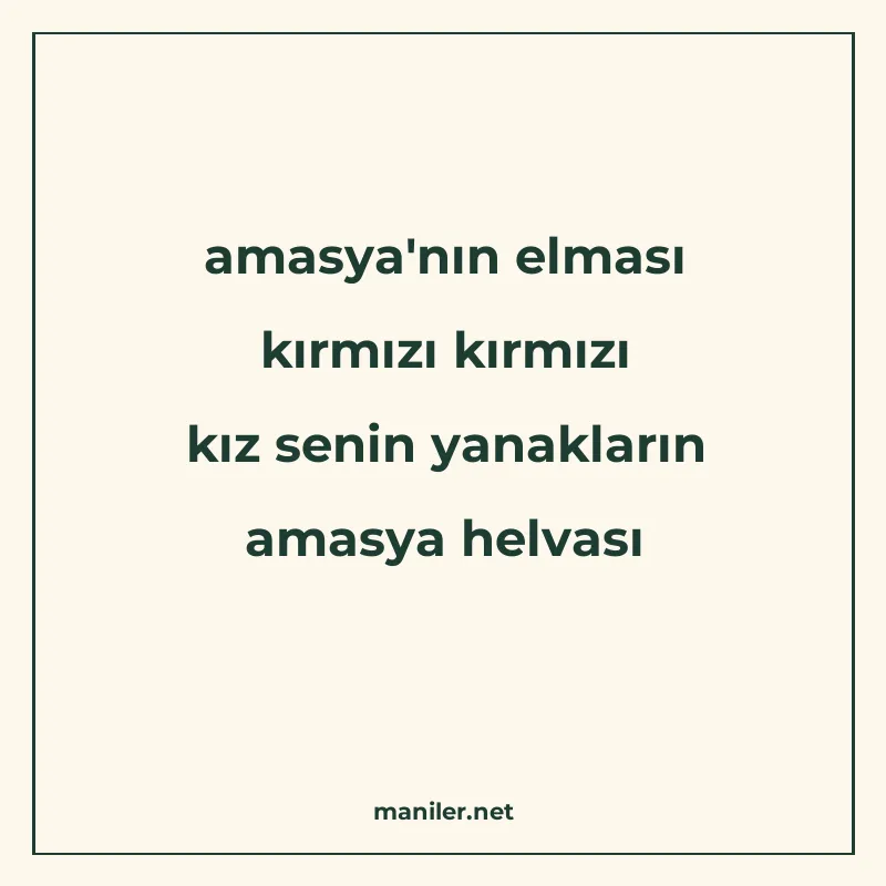 amasya'nın elması kırmızı kırmızı kız senin yanakların manisi görseli