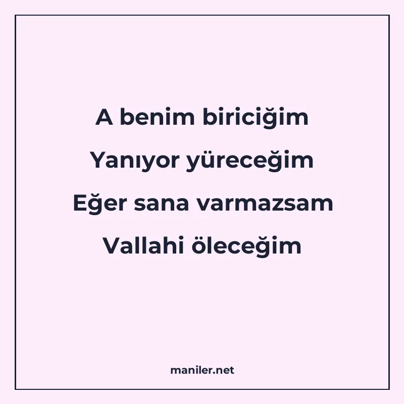 A benim biriciğim Yanıyor yüreceğim Eğer sana varmazsam Vall manisi görseli