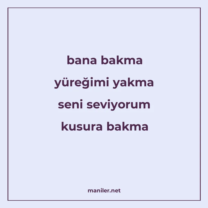 bana bakma yüreğimi yakma seni seviyorum kusura bakma manisi görseli