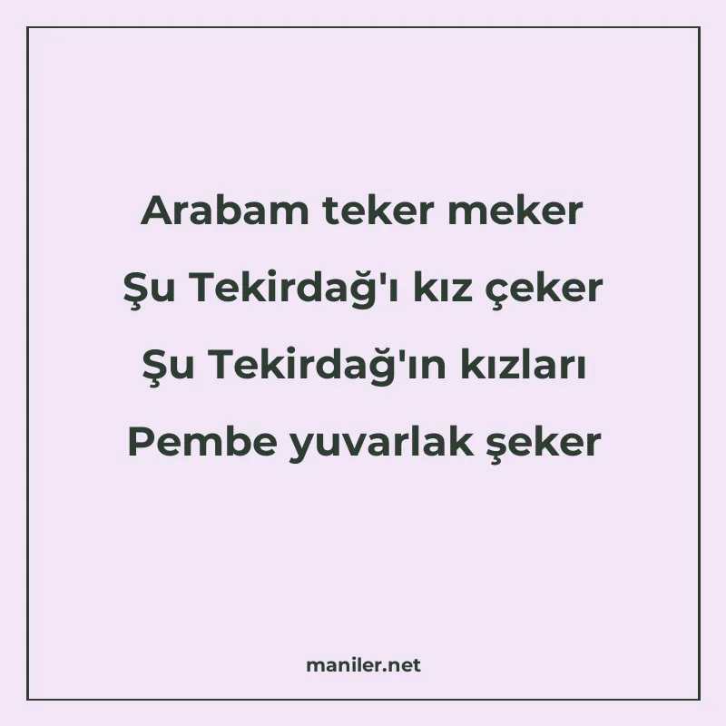 Arabam teker meker Şu Tekirdağ'ı kız çeker Şu Tekirdağ'ın kı manisi görseli