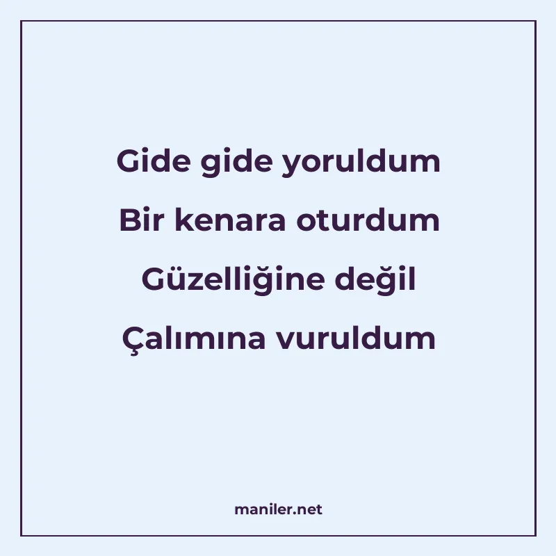 Gide gide yoruldum Bir kenara oturdum Güzelliğine değil Çalı manisi görseli