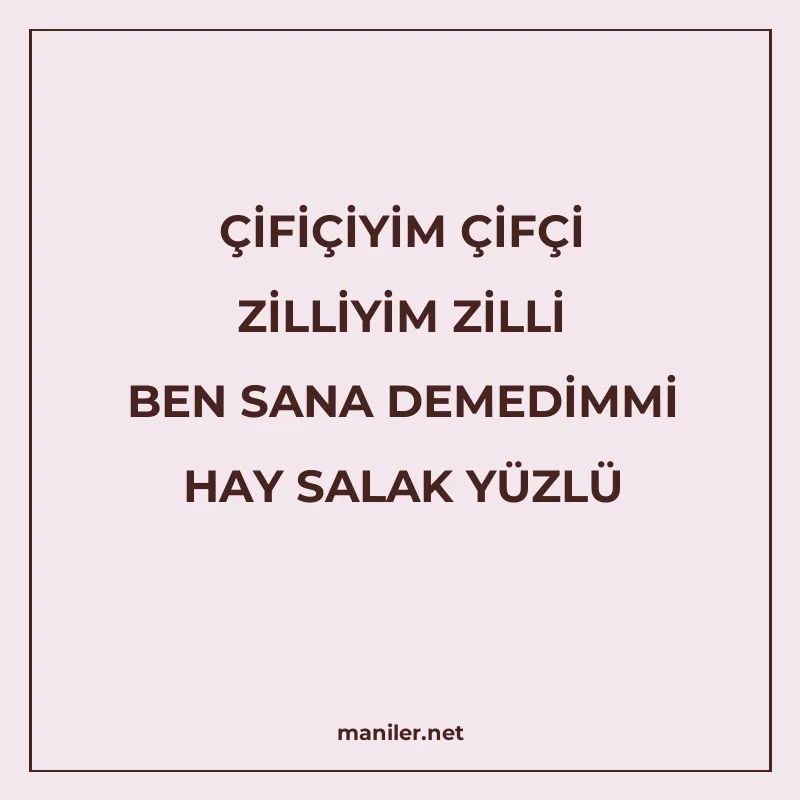 ÇİFİÇİYİM ÇİFÇİ ZİLLİYİM ZİLLİ BEN SANA DEMEDİMMİ HAY SALAK manisi görseli