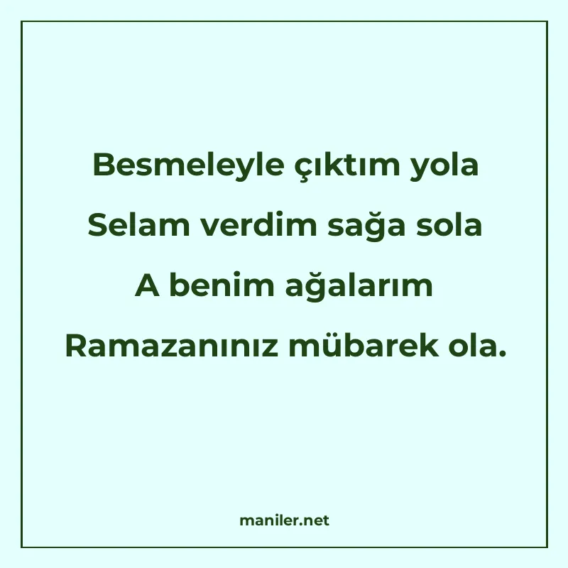 Besmeleyle çıktım yola Selam verdim sağa sola A benim ağalar manisi görseli