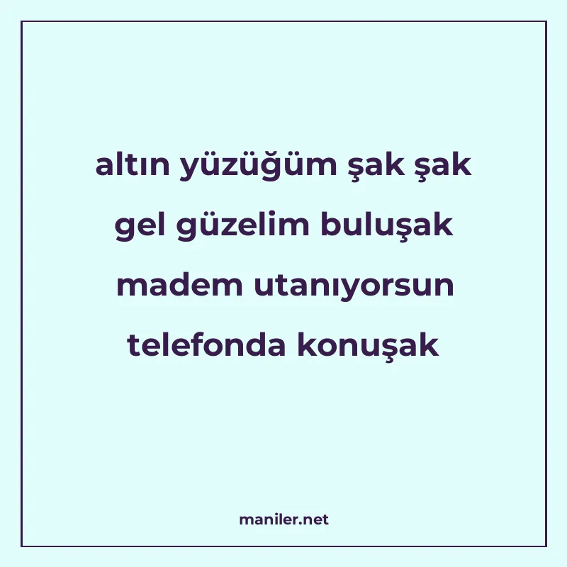 altın yüzüğüm şak şak gel güzelim buluşak madem utanıyorsun manisi görseli