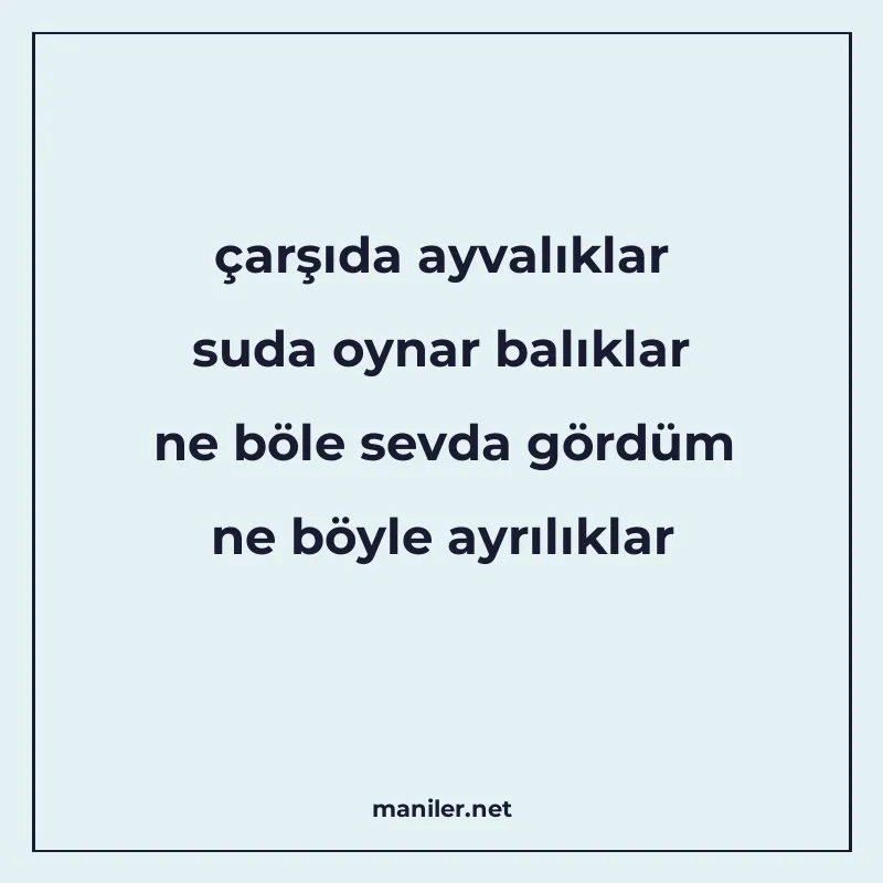 çarşıda ayvalıklar suda oynar balıklar ne böle sevda gördüm manisi görseli