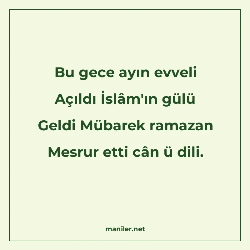 Bu gece ayın evveli Açıldı İslâm'ın gülü Geldi Mübarek ramaz manisi görseli