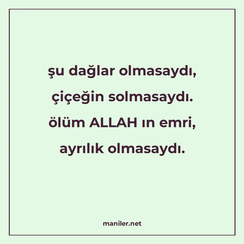 şu dağlar olmasaydı, çiçeğin solmasaydı. ölüm ALLAH ın emri manisi görseli
