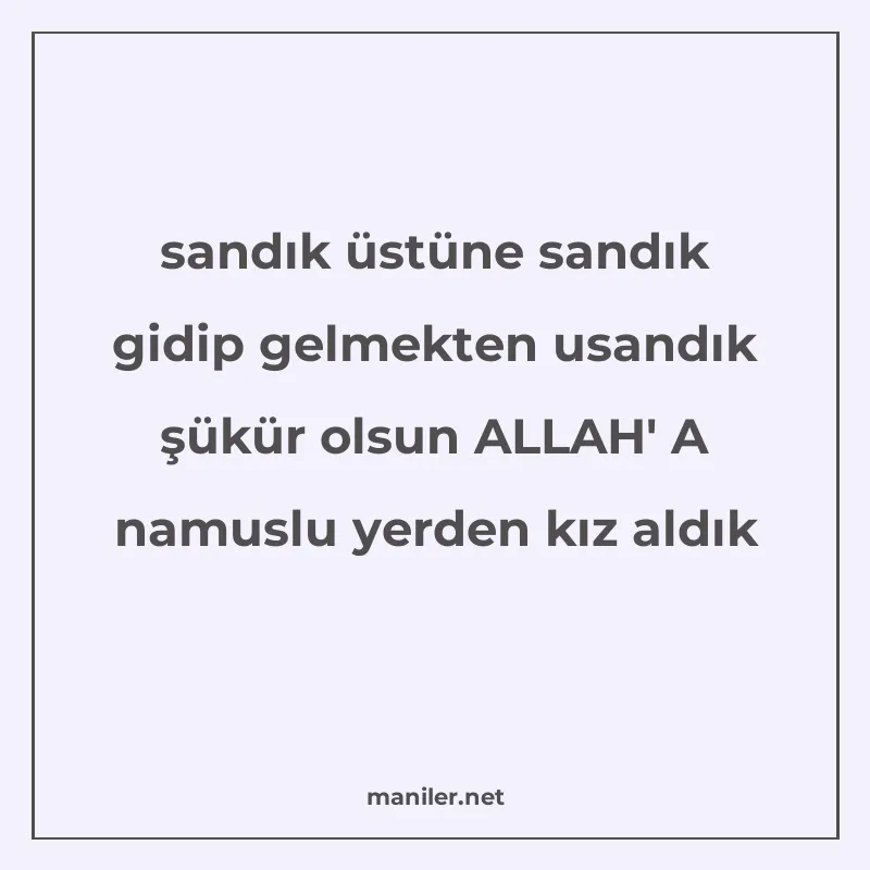 sandık üstüne sandık gidip gelmekten usandık şükür olsun ALL manisi görseli