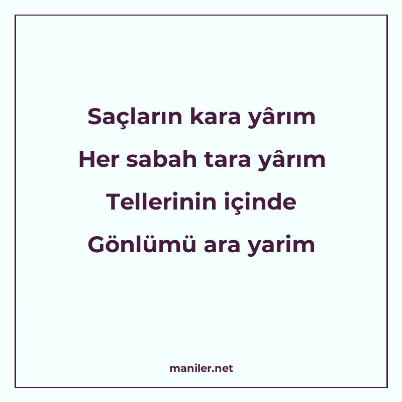 Saçların kara yârım Her sabah tara yârım Tellerinin içinde G manisi görseli