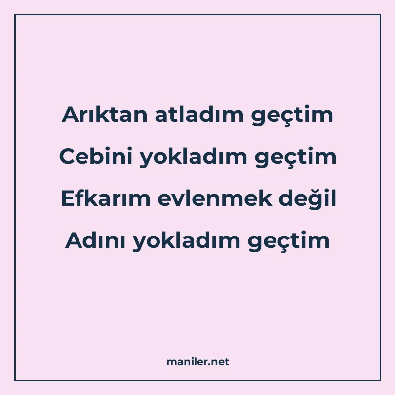 Arıktan atladım geçtim Cebini yokladım geçtim Efkarım evlenm manisi görseli